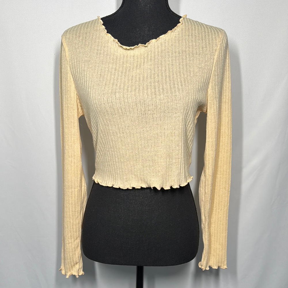 💜3/$15 Shein Cropped Ribbed Long Sleeve Top